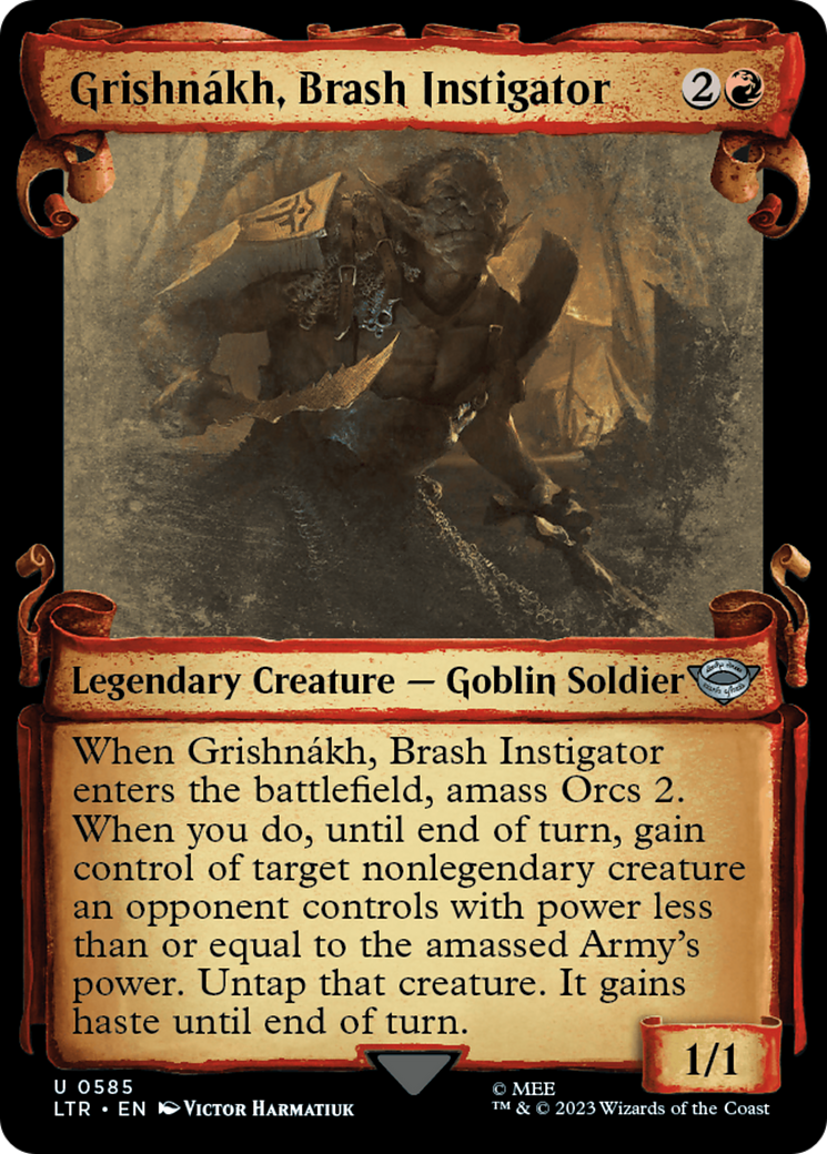 Image of Grishnakh, Brash Instigator (Showcase Scrolls) (LTR-585) - The Lord of the Rings: Tales of Middle-earth: (Showcase)