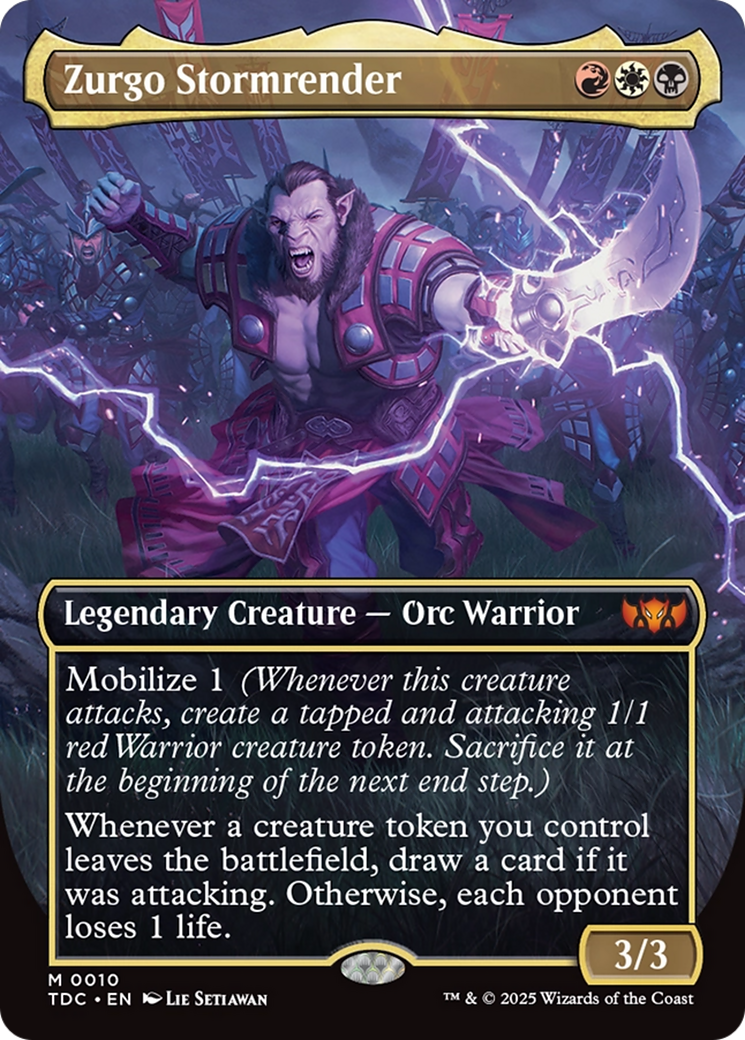 Image of Zurgo Stormrender (Borderless) (TDC-010) - Commander: Tarkir: Dragonstorm (Borderless) Foil