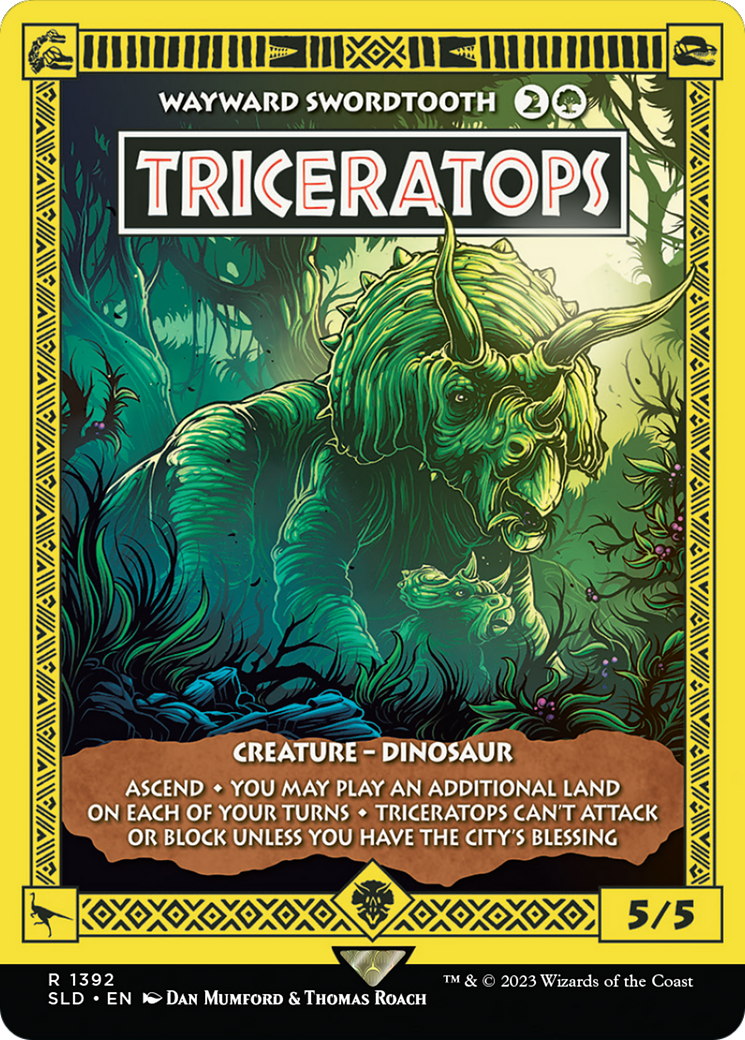 Image of Triceratops - Wayward Swordtooth (SLD-1392) - Secret Lair Drop / Triceratops (Borderless)