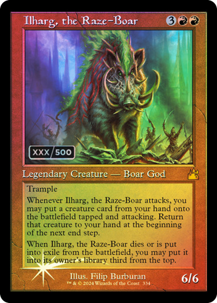 Image of Ilharg, the Raze-Boar (Retro Frame) (Serial Numbered) (RVR-334) - Ravnica Remastered Foil