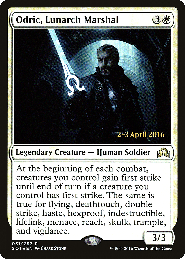 Image of Odric, Lunarch Marshal (PRE-031) - Shadows over Innistrad Promos Foil