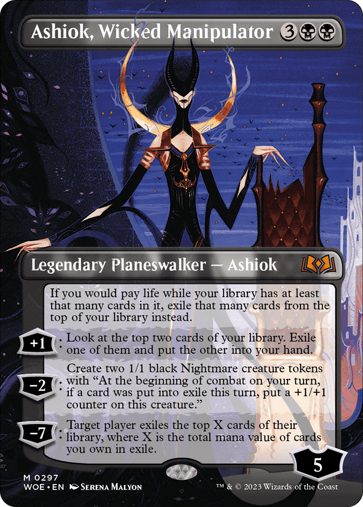 Image of Ashiok, Wicked Manipulator (Borderless) (WOE-297) - Wilds of Eldraine (Borderless)