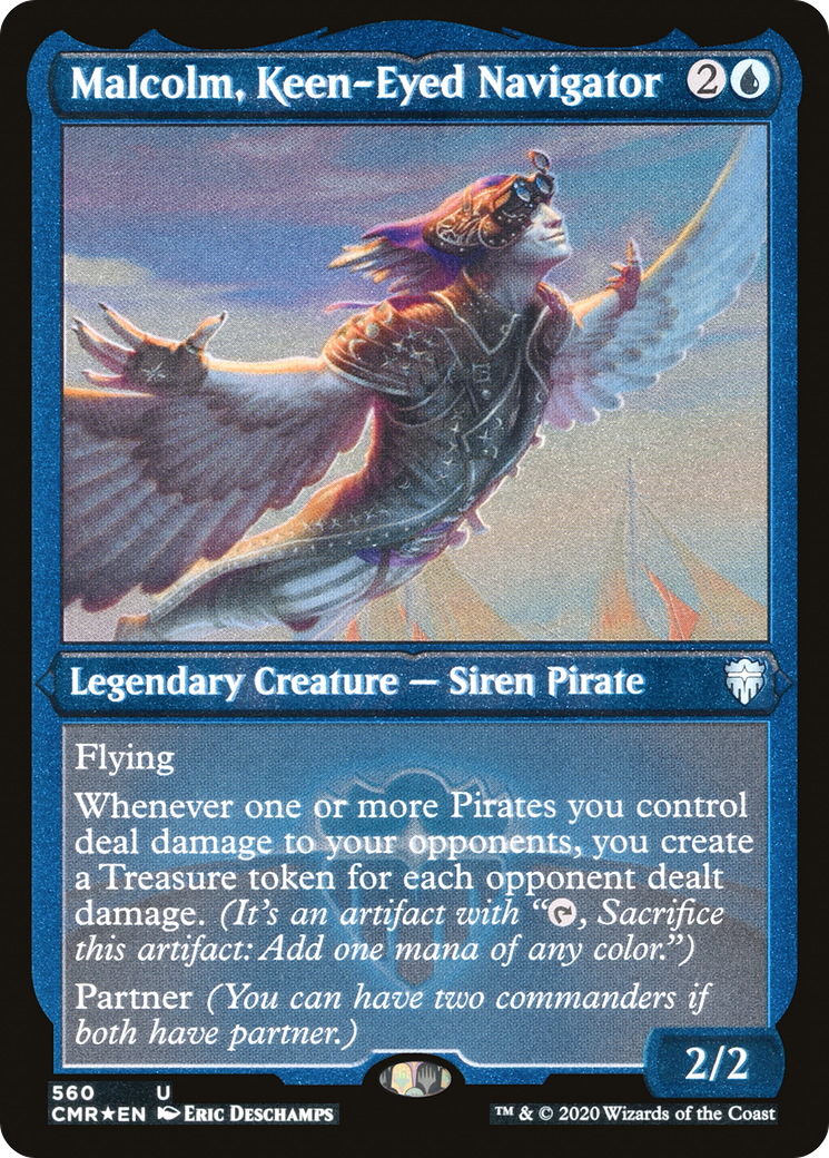Image of Malcolm, Keen-Eyed Navigator (Foil Etched) (CMR-560) - Commander Legends Foil
