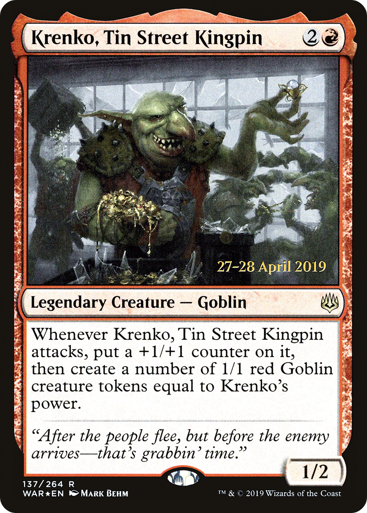 Image of Krenko, Tin Street Kingpin (PRE-137) - War of the Spark Promos Foil