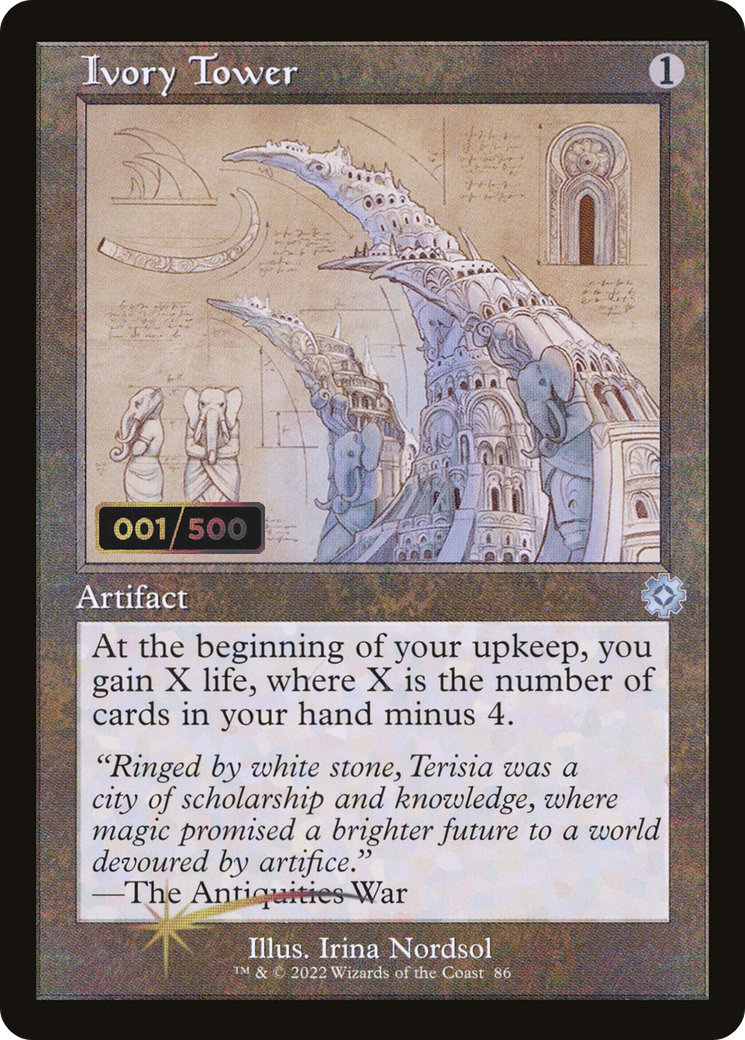 Image of Ivory Tower (Schematic) (Serial Numbered) (BRR-086) - The Brothers' War Retro Artifacts Foil