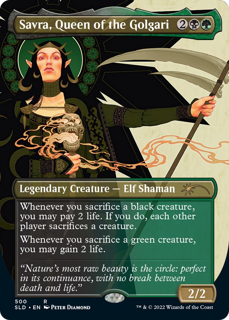 Image of Savra, Queen of the Golgari (SLD-500) - Secret Lair Drop (Borderless)