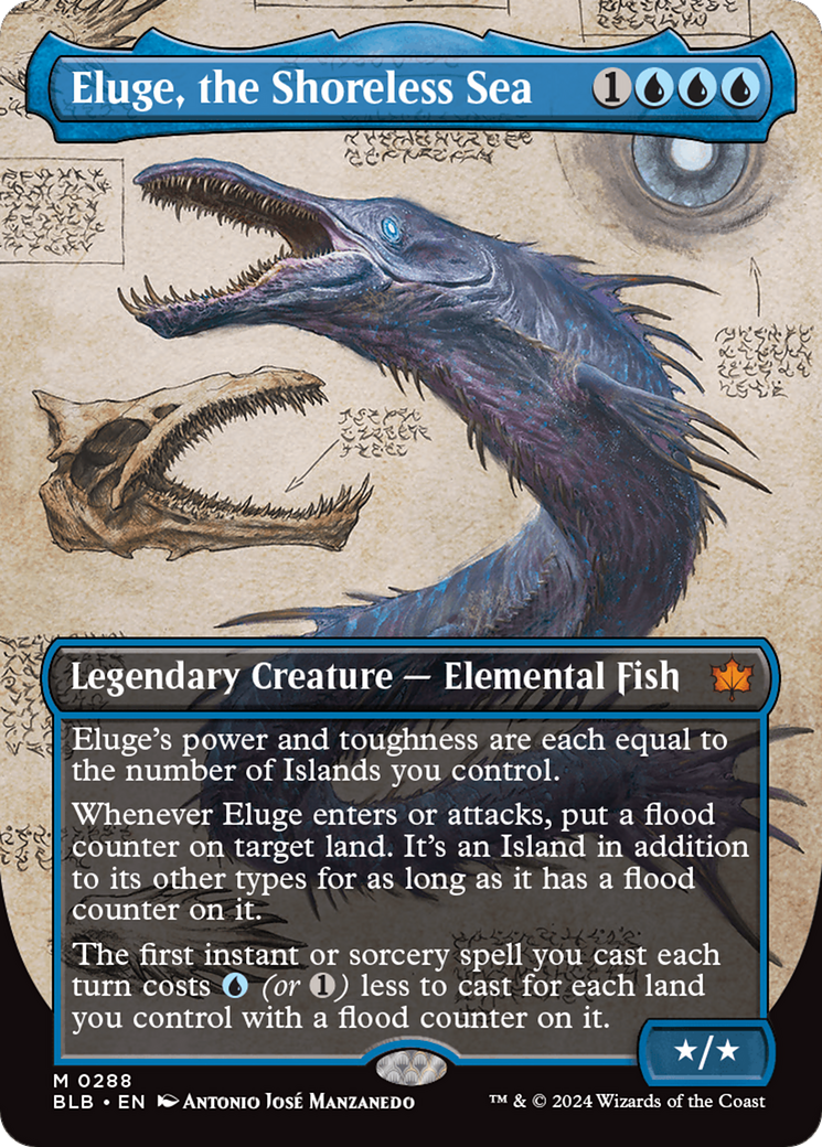Image of Eluge, the Shoreless Sea (Borderless) (BLB-288) - Bloomburrow: (Showcase) (Borderless) Foil