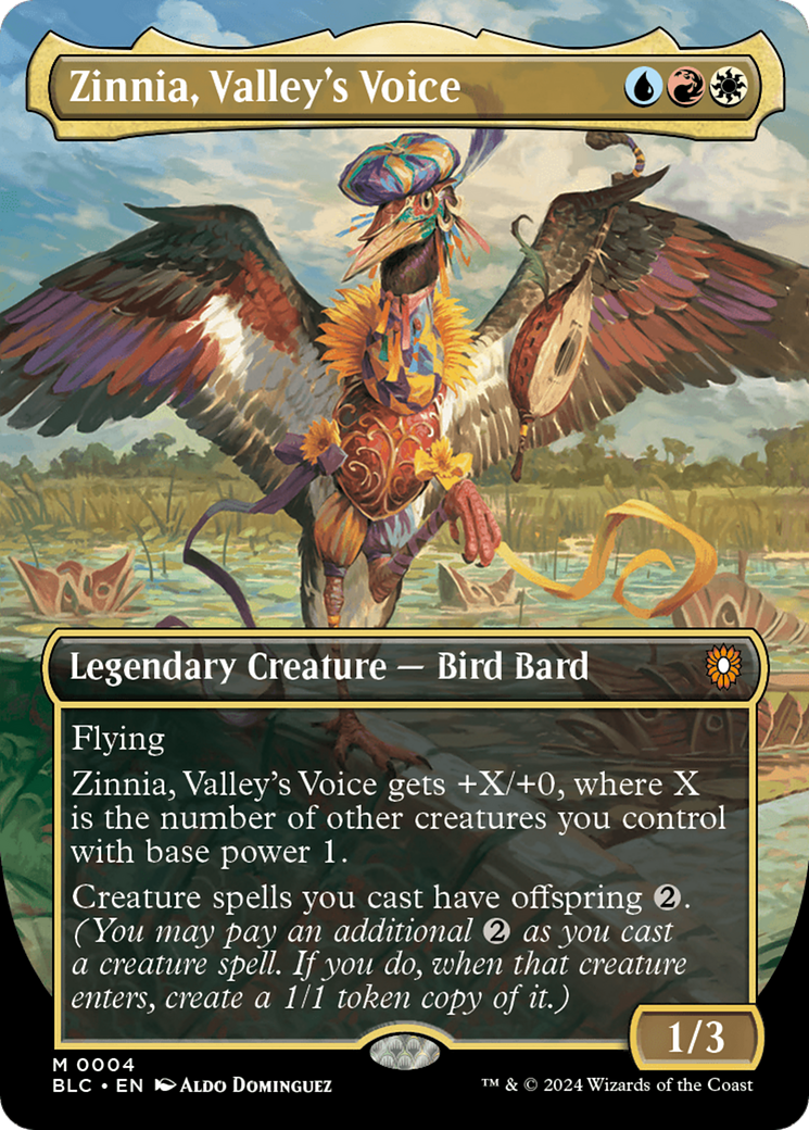 Image of Zinnia, Valley's Voice (Borderless) (BLC-004) - Bloomburrow Commander (Borderless)