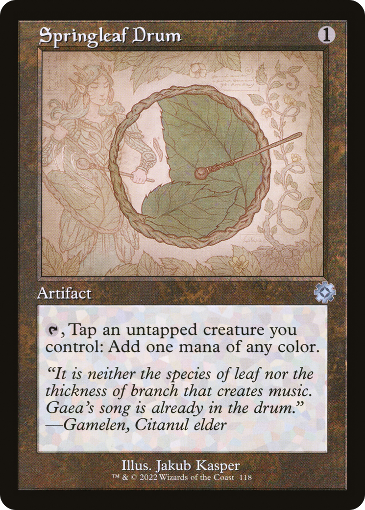 Image of Springleaf Drum (Schematic) (BRR-118) - The Brothers' War Retro Artifacts Foil