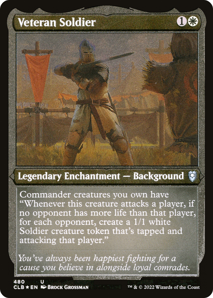 Image of Veteran Soldier (Foil Etched) (CLB-480) - Commander Legends: Battle for Baldur's Gate Foil