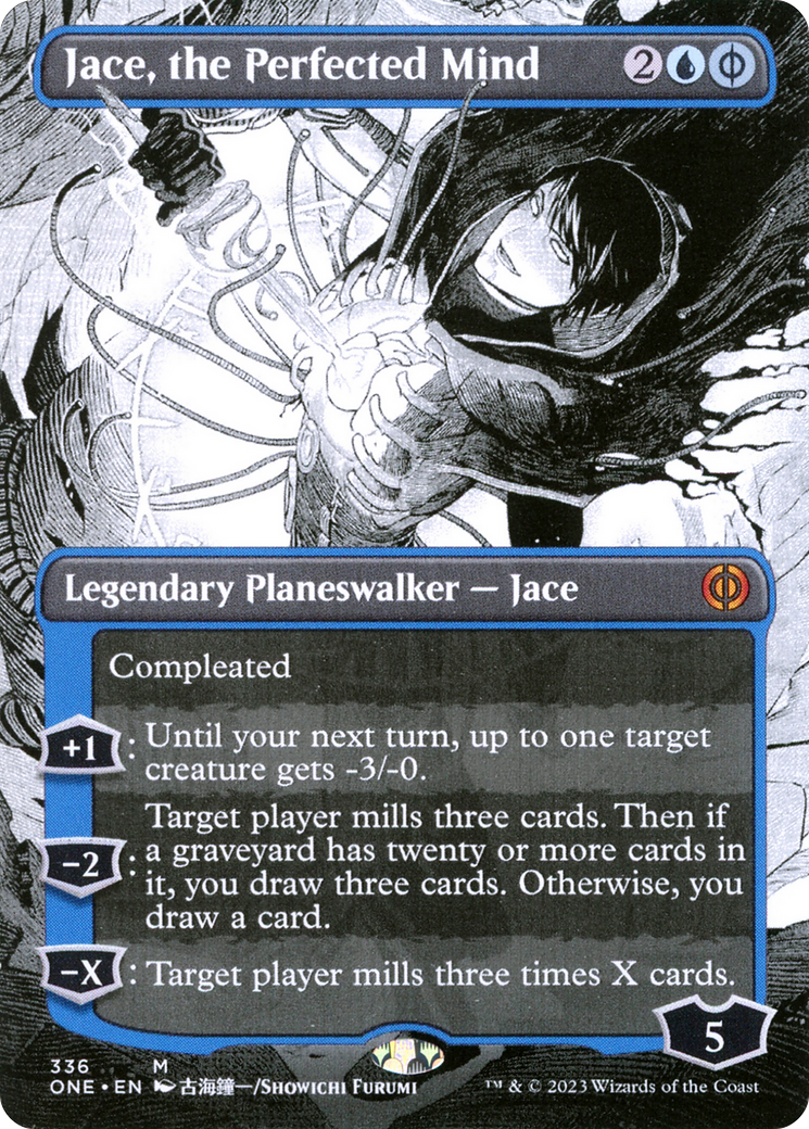 Image of Jace, the Perfected Mind (Borderless) (ONE-336) - Phyrexia: All Will Be One: (Showcase) (Borderless) Foil