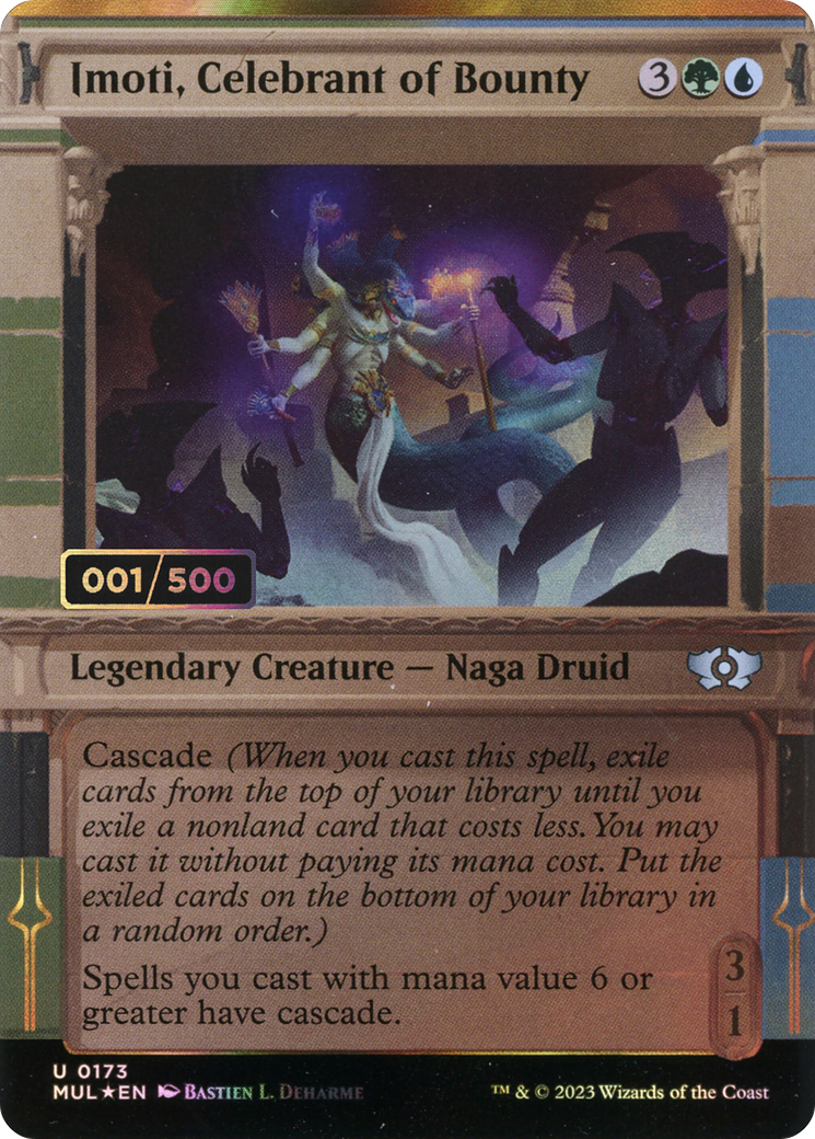 Image of Imoti, Celebrant of Bounty (Serial Numbered) (MUL-173) - Multiverse Legends: (Showcase) (Borderless) Foil