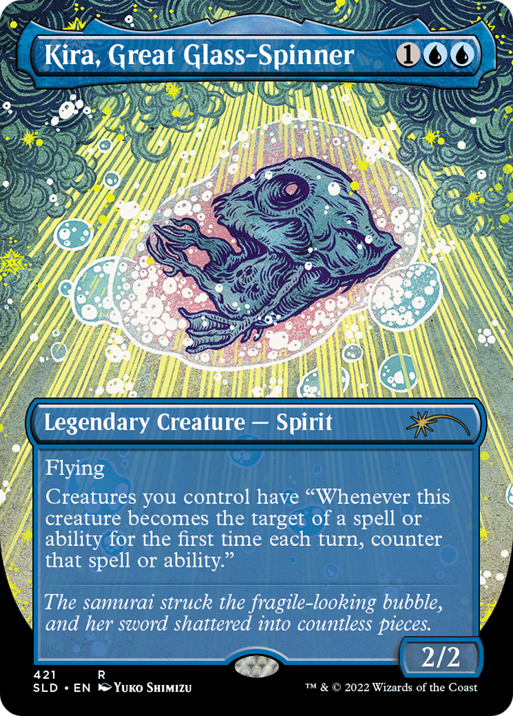 Image of Kira, Great Glass-Spinner (Borderless) (SLD-421) - Secret Lair Drop (Borderless)