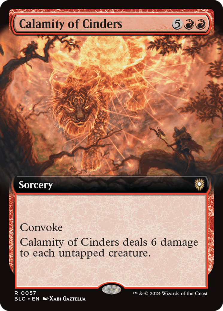 Image of Calamity of Cinders (Extended Art) (BLC-057) - Bloomburrow Commander: (Extended Art)