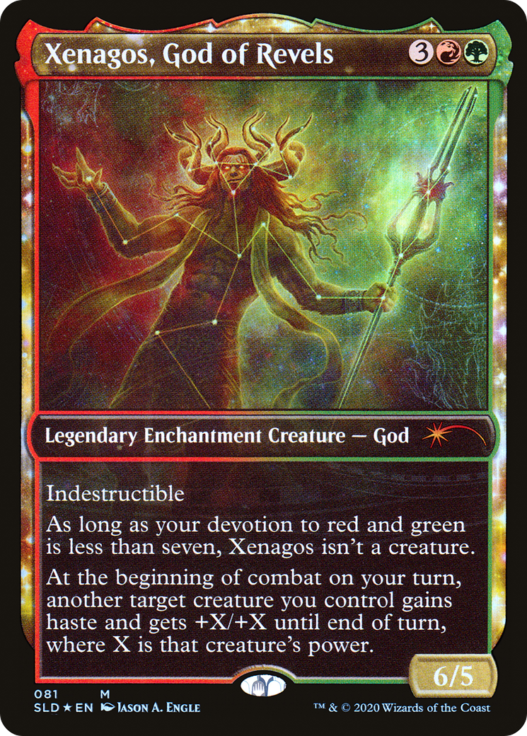 Image of Xenagos, God of Revels (SLD-081) - Secret Lair Drop: (enchantment, Showcase) Foil
