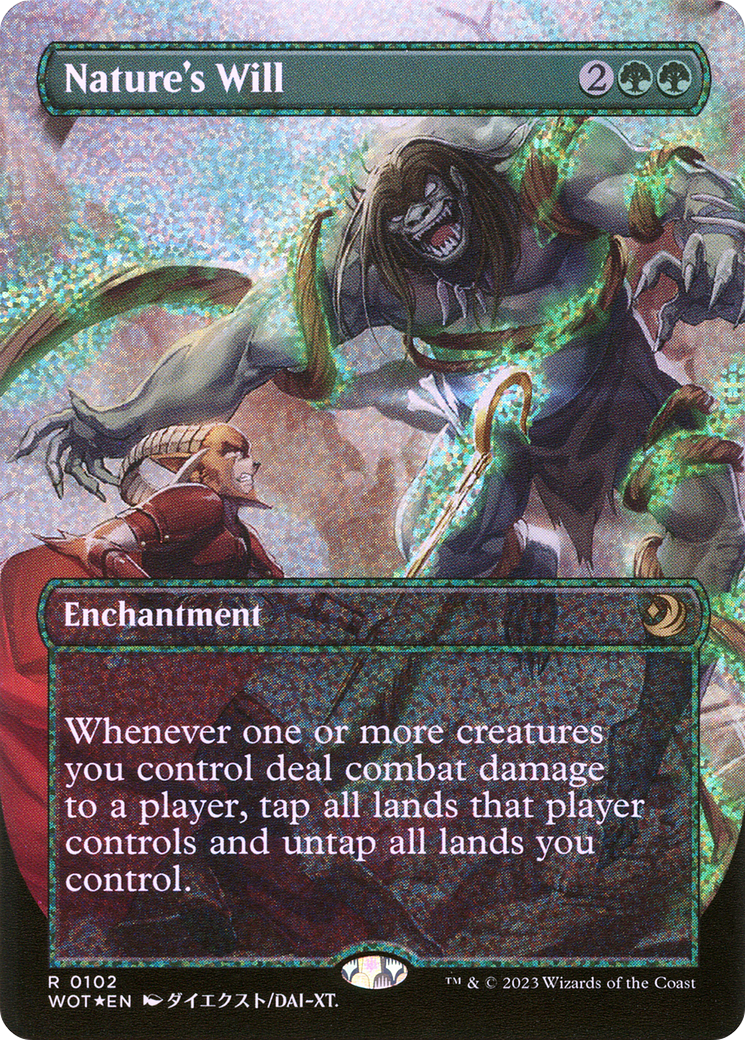 Image of Nature's Will (Anime Borderless) (Confetti Foil) (WOT-102) - Wilds of Eldraine: Enchanting Tales (Borderless) Foil