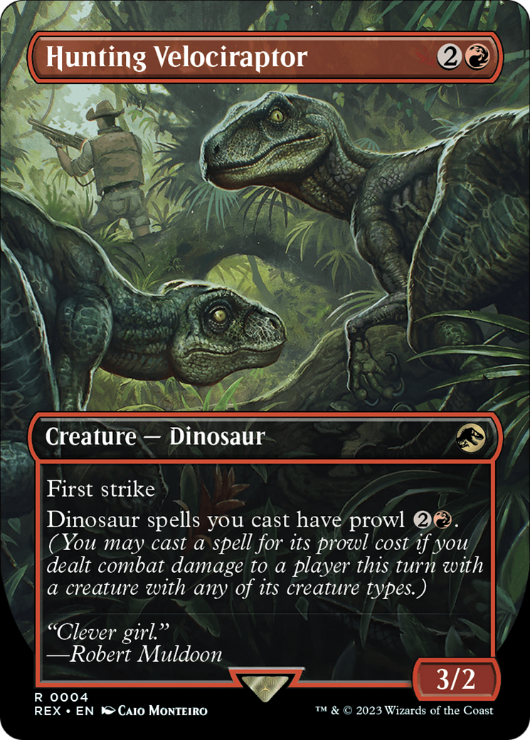 Image of Hunting Velociraptor (Borderless) (REX-004) - Jurassic World Collection (Borderless) Foil