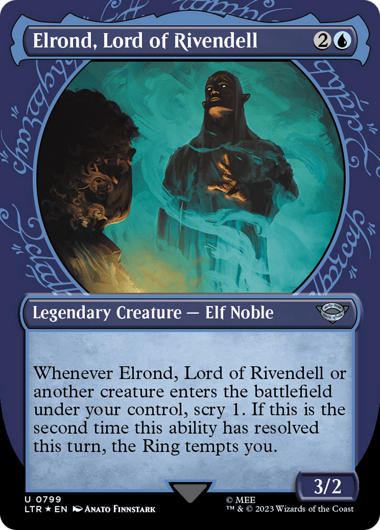 Image of Elrond, Lord of Rivendell (Showcase) (Surge Foil) (LTR-799) - The Lord of the Rings: Tales of Middle-earth: (Showcase) (Borderless) Foil