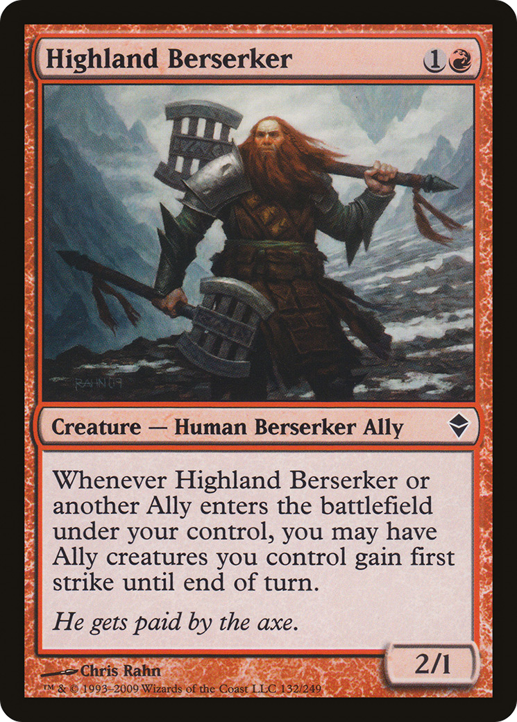 Image of Highland Berserker (ZEN-132) - Zendikar Foil