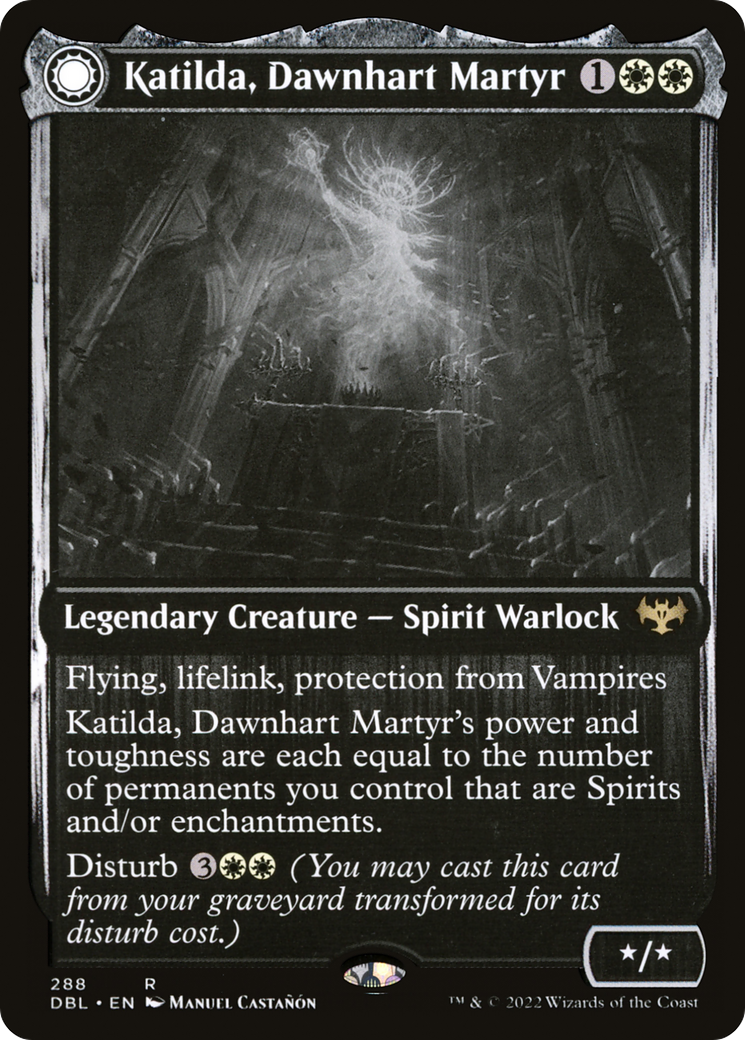 Image of Katilda, Dawnhart Martyr (DBL-288) - Innistrad: Double Feature: (Double Faced Transform) Foil