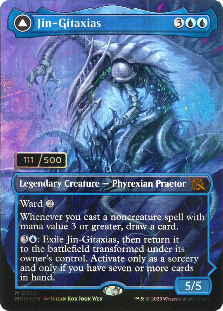 Image of Jin-Gitaxias (Serial Numbered) (MOM-339) - March of the Machine (Borderless) Foil