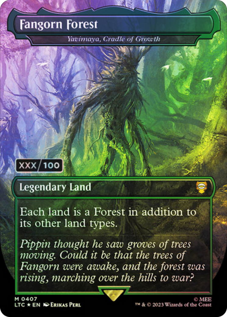 Image of Fangorn Forest - Yavimaya, Cradle of Growth (Serial Numbered) (LTC-407) - Tales of Middle-earth Commander / Fangorn Forest (Borderless) Foil