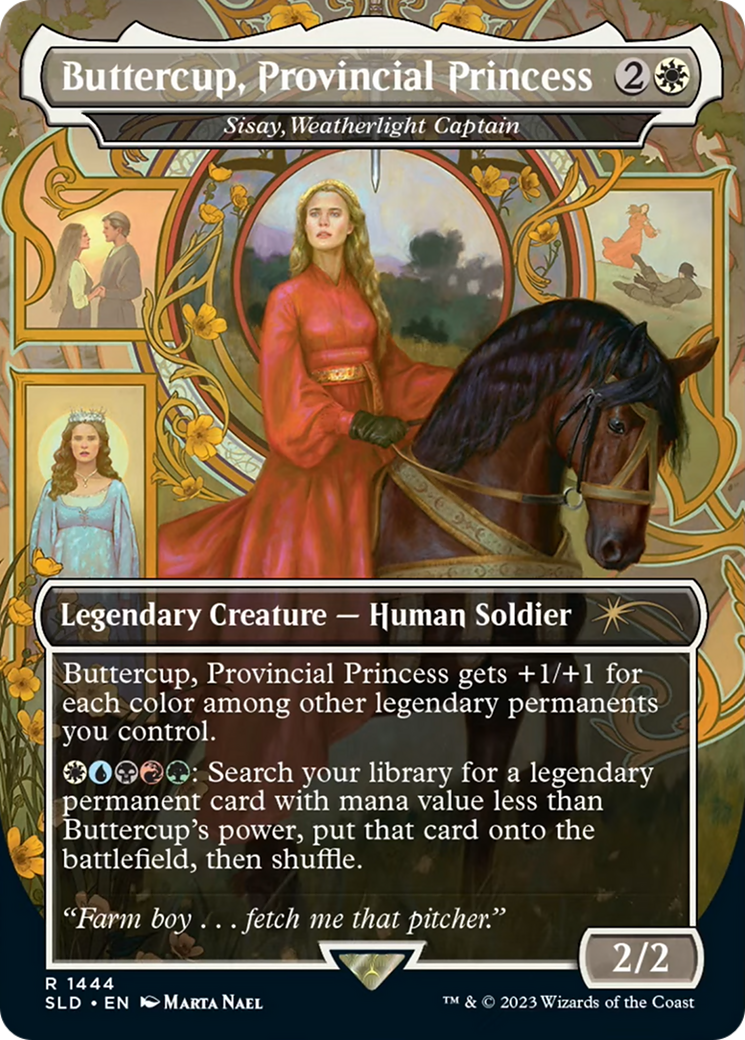 Image of Buttercup, Provincial Princess - Sisay, Weatherlight Captain (SLD-1444) - Secret Lair Drop / Buttercup, Provincial Princess (Borderless) Foil