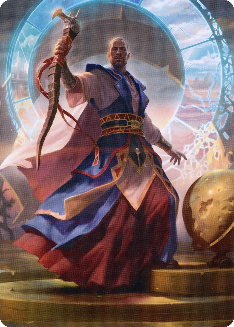 Image of Teferi, Who Slows the Sunset // Teferi, Who Slows the Sunset (AMID-010) - Midnight Hunt Art Series (Borderless)