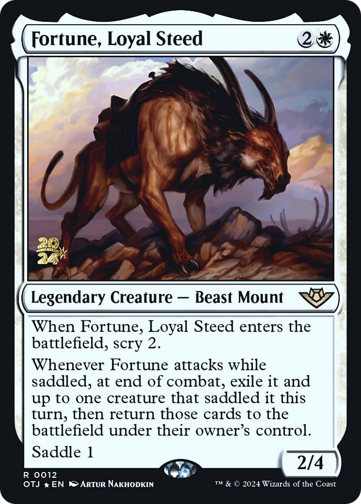 Image of Fortune, Loyal Steed (PRE-012) - Outlaws of Thunder Junction Promos Foil