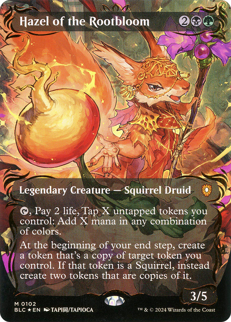 Image of Hazel of the Rootbloom (Borderless) (Raised Foil) (BLC-102) - Bloomburrow Commander (Borderless) Foil