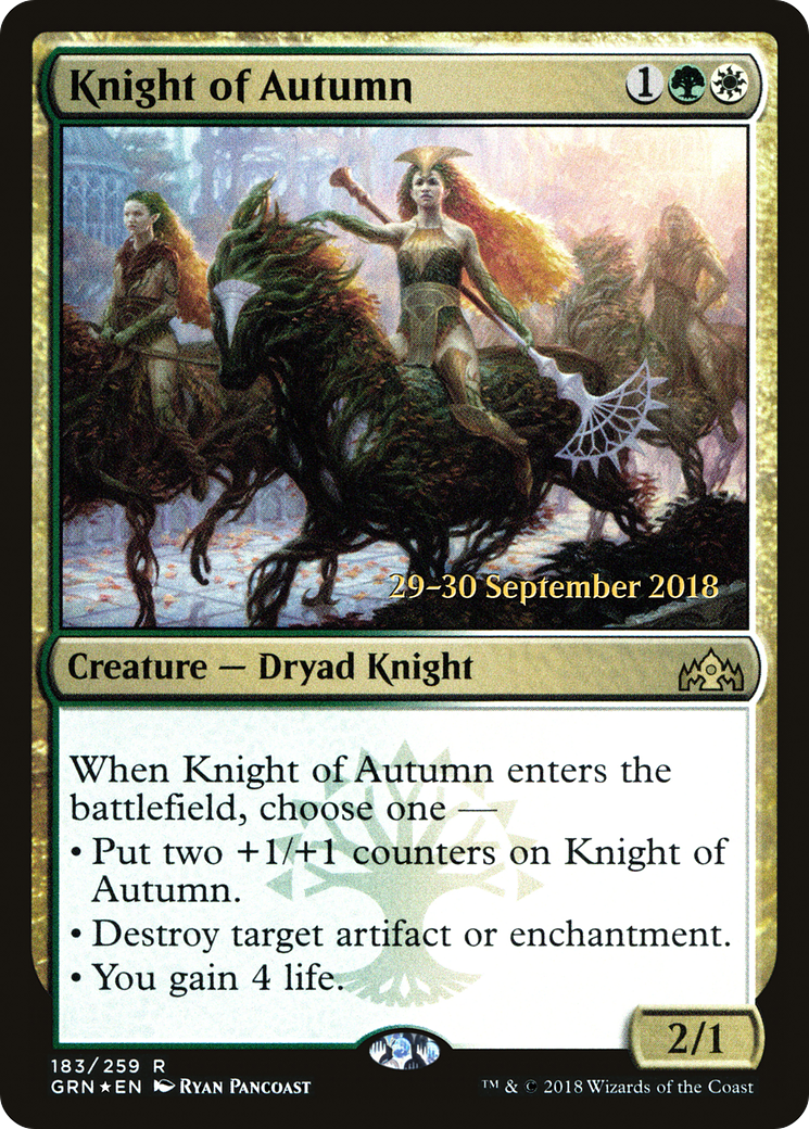 Image of Knight of Autumn (PRE-183) - Guilds of Ravnica Promos Foil