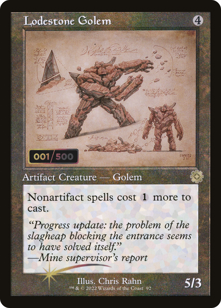 Image of Lodestone Golem (Schematic) (Serial Numbered) (BRR-092) - The Brothers' War Retro Artifacts Foil