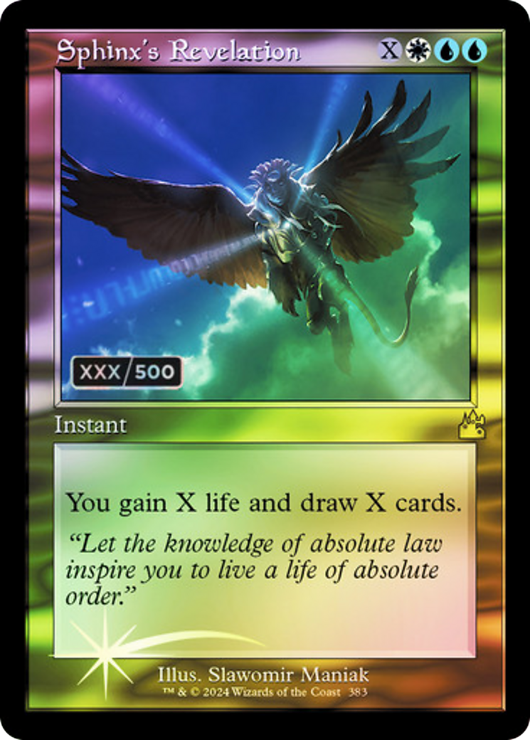 Image of Sphinx's Revelation (Retro Frame) (Serial Numbered) (RVR-383) - Ravnica Remastered Foil