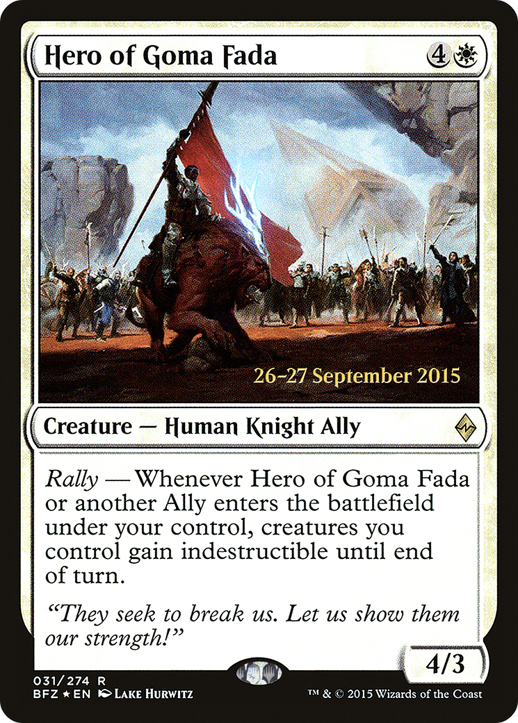 Image of Hero of Goma Fada (PRE-031) - Battle for Zendikar Promos Foil
