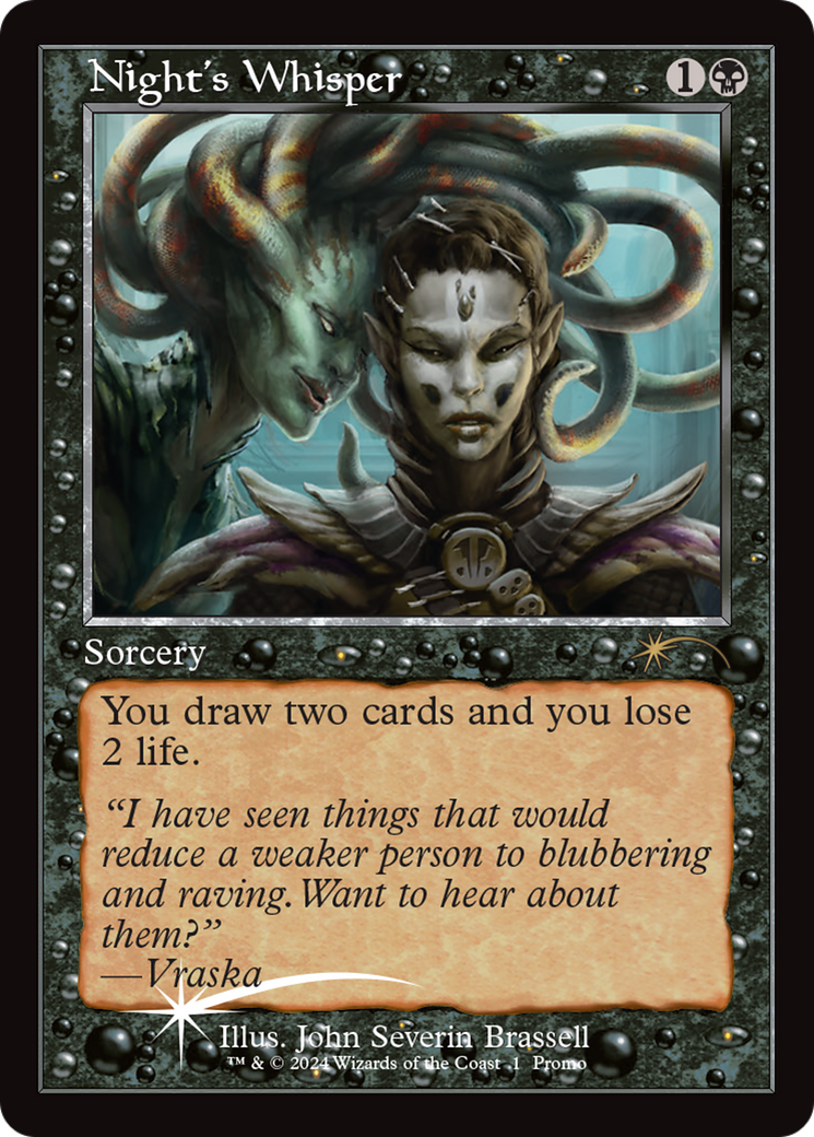 Image of Night's Whisper (Retro Frame) (OHP-001) - Wizards Play Network 2024 Foil