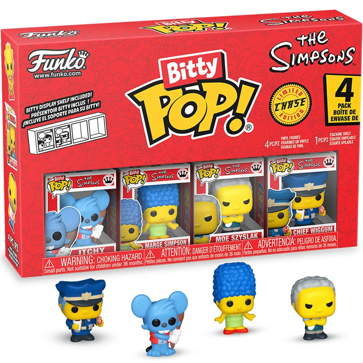 Image of The Simpsons Itchy Funko Bitty Pop! Mini-Figure 4-Pack Chief Wiggum Chase