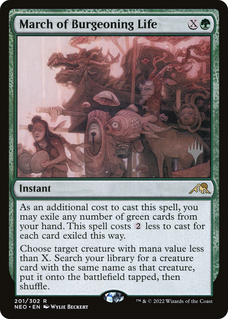 Image of March of Burgeoning Life (PPNEO-201) - Kamigawa: Neon Dynasty Promos Foil