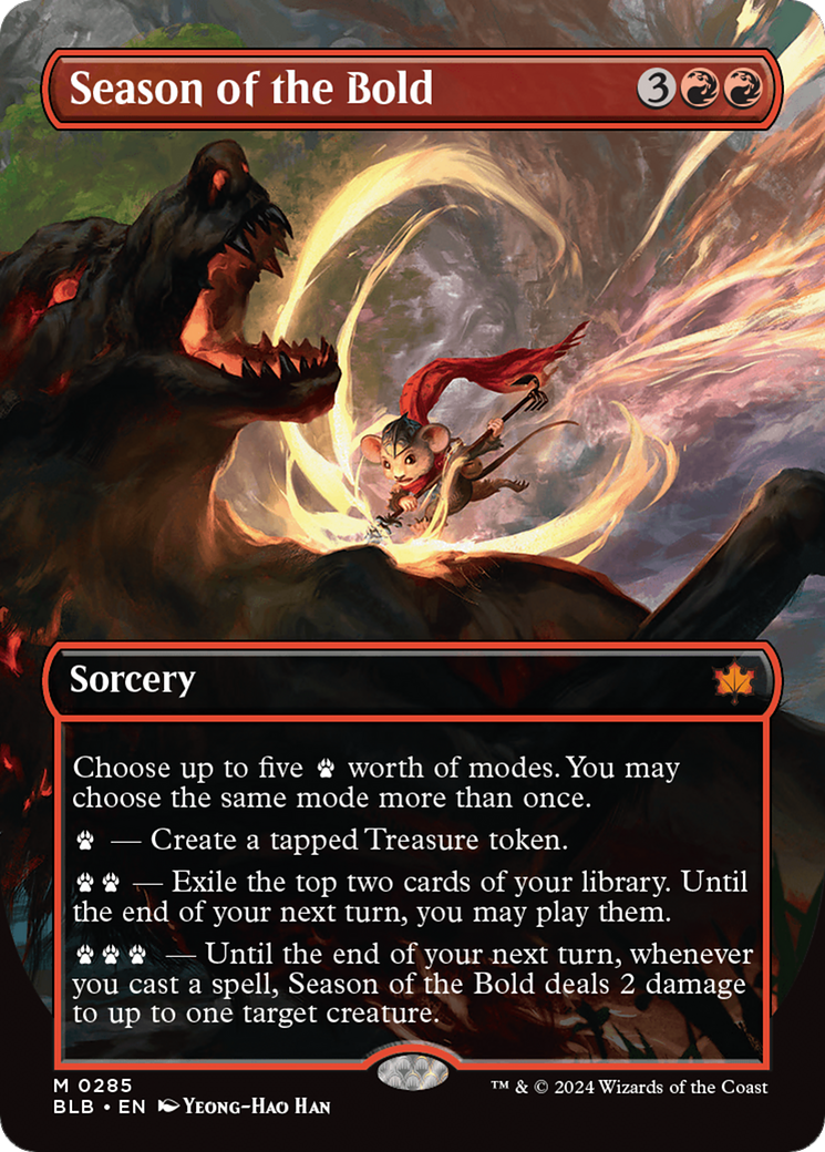 Image of Season of the Bold (Borderless) (BLB-285) - Bloomburrow: (Showcase) (Borderless) Foil