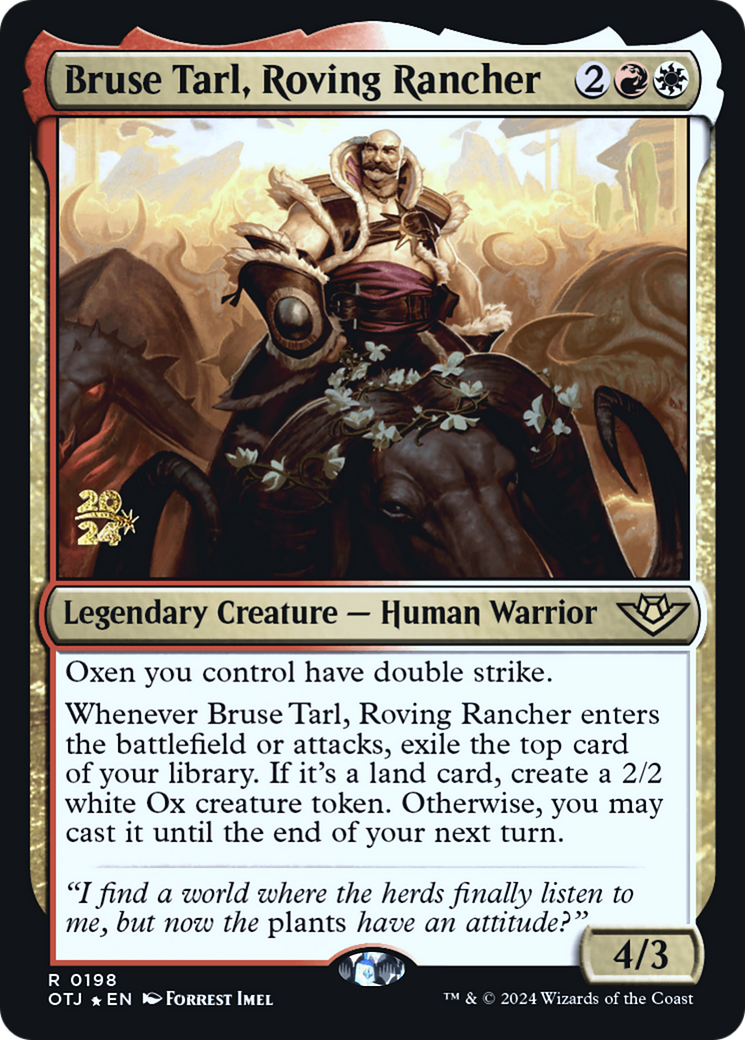 Image of Bruse Tarl, Roving Rancher (PRE-198) - Outlaws of Thunder Junction Promos Foil