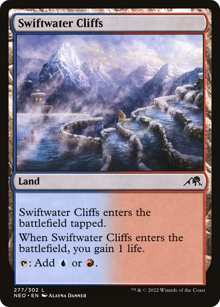 Image of Swiftwater Cliffs (NEO-277) - Kamigawa: Neon Dynasty Foil