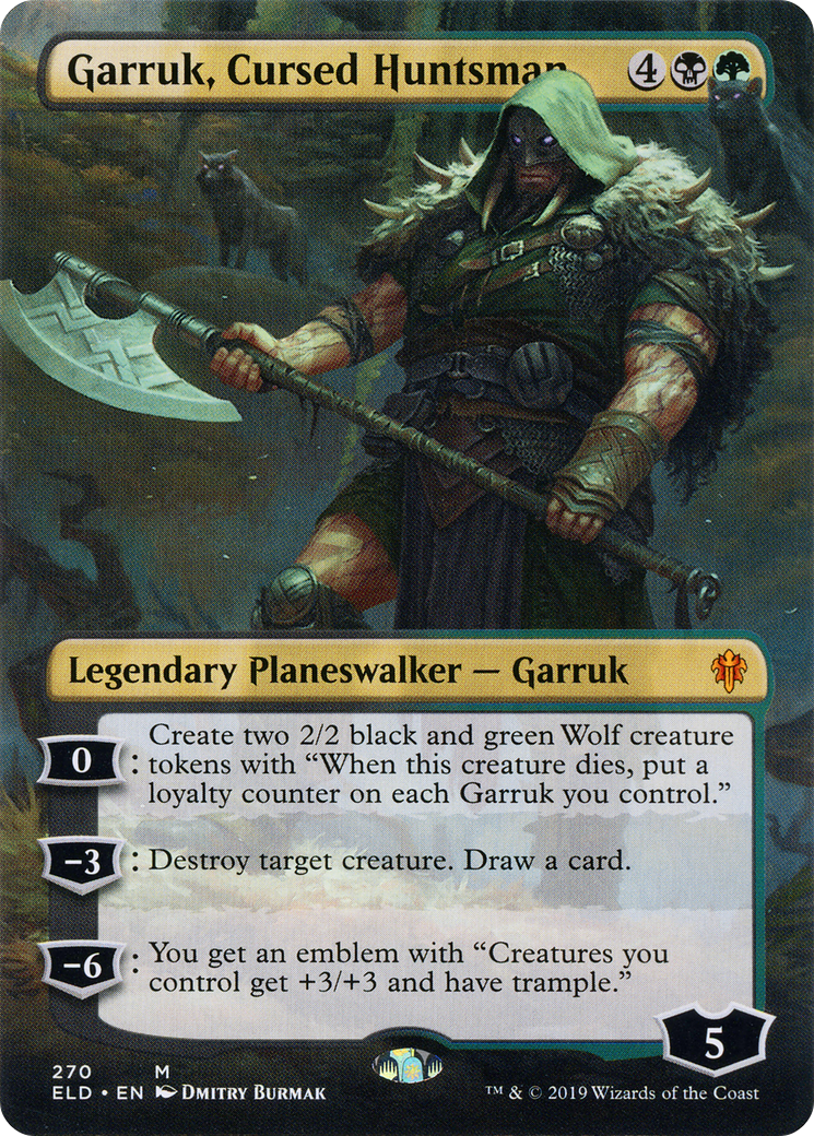 Image of Garruk, Cursed Huntsman (Borderless) (ELD-270) - Throne of Eldraine (Borderless)