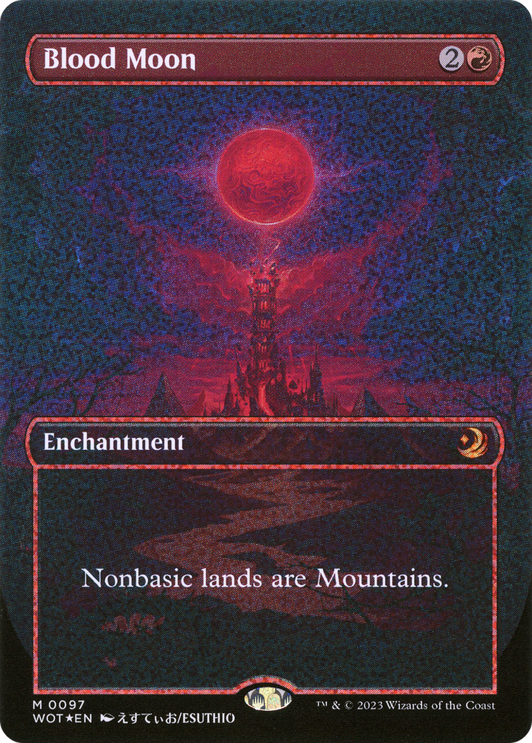 Image of Blood Moon (Anime Borderless) (Confetti Foil) (WOT-097) - Wilds of Eldraine: Enchanting Tales (Borderless) Foil