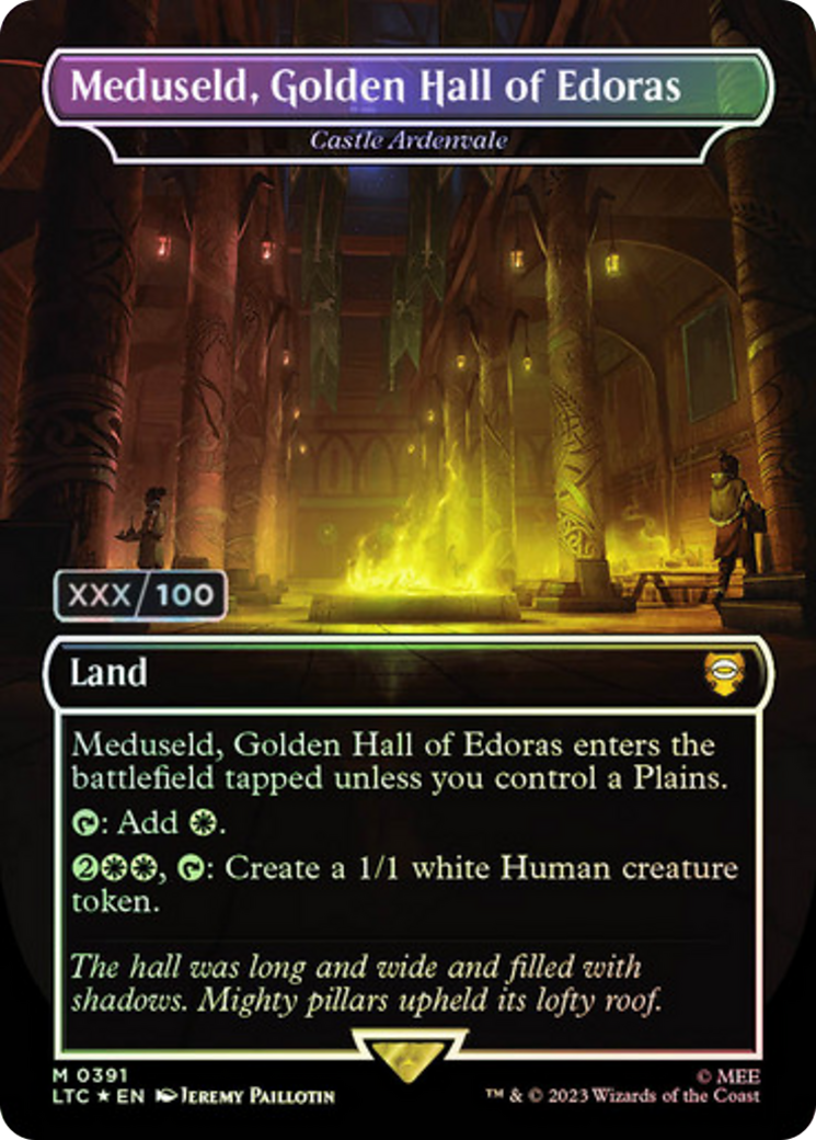 Image of Meduseld, Golden Hall of Edoras - Castle Ardenvale (Serial Numbered) (LTC-391) - Tales of Middle-earth Commander / Meduseld, Golden Hall of Edoras (Borderless) Foil