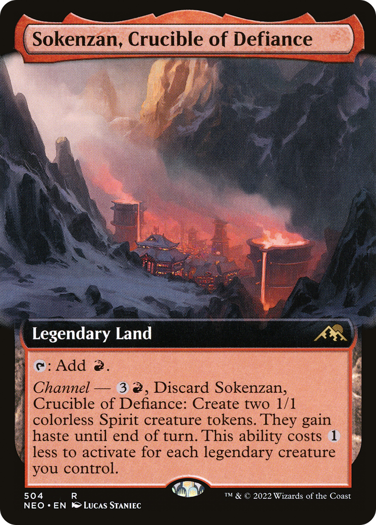 Image of Sokenzan, Crucible of Defiance (Extended Art) (NEO-504) - Kamigawa: Neon Dynasty: (Extended Art) Foil