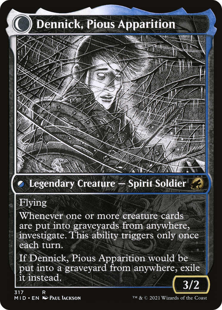 Image of Dennick, Pious Apprentice (Showcase) (MID-317) - Innistrad: Midnight Hunt: (Showcase, Double Faced Transform)