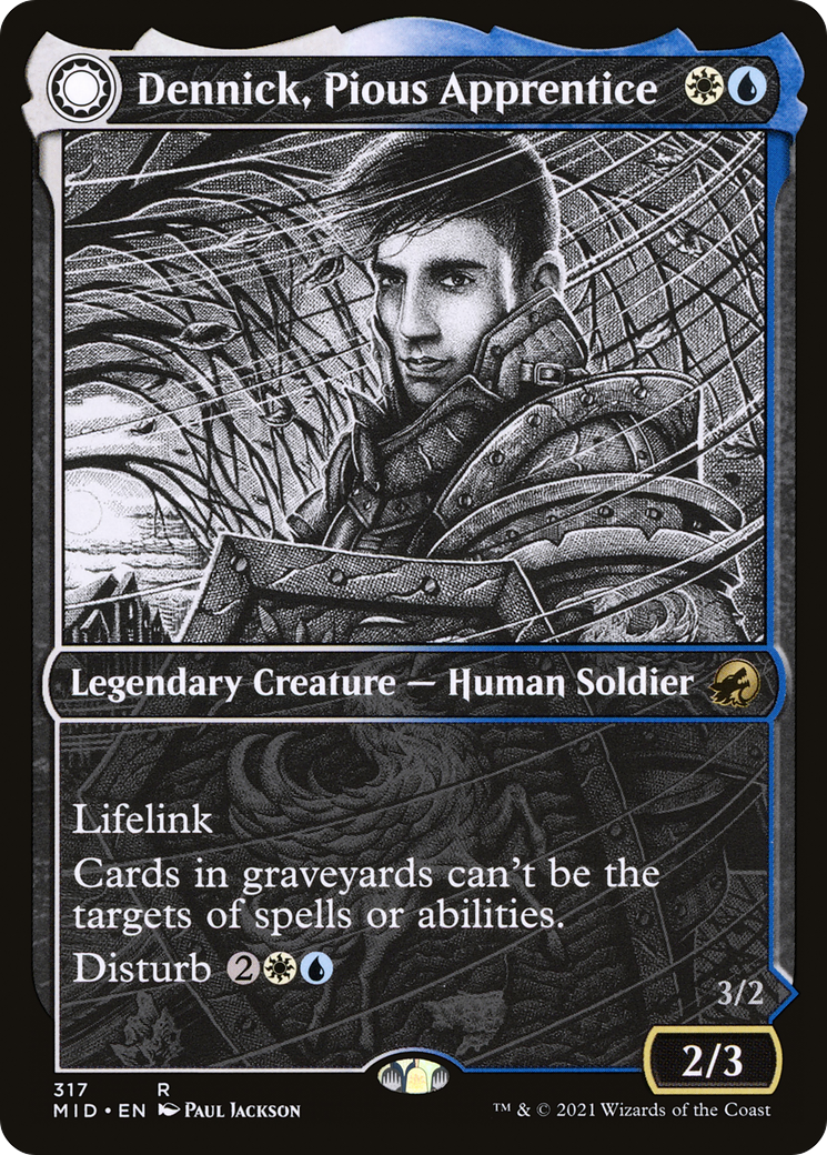 Image of Dennick, Pious Apprentice (Showcase) (MID-317) - Innistrad: Midnight Hunt: (Showcase, Double Faced Transform)