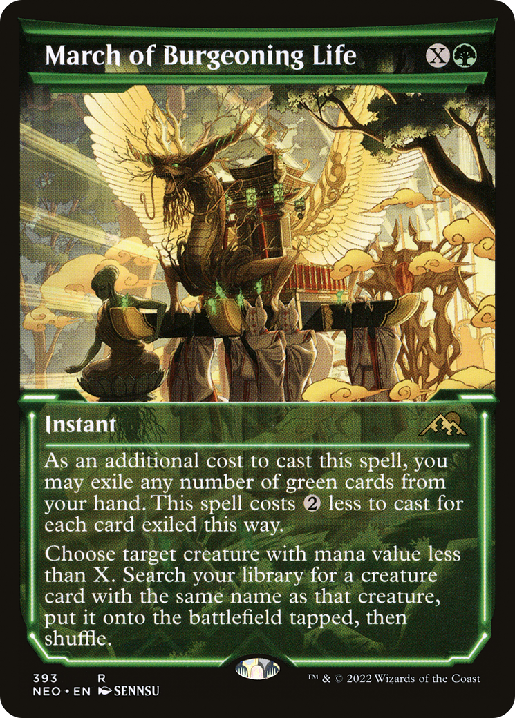 Image of March of Burgeoning Life (Showcase) (NEO-393) - Kamigawa: Neon Dynasty: (Showcase) Foil