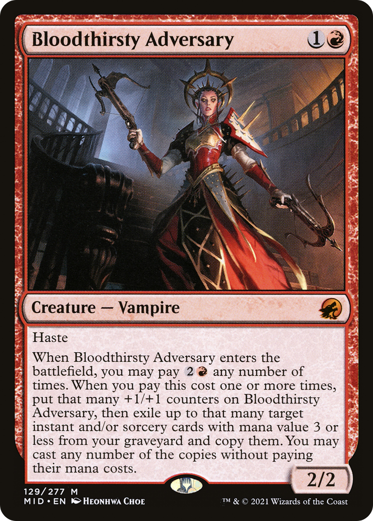 Image of Bloodthirsty Adversary (MID-129) - Innistrad: Midnight Hunt Foil