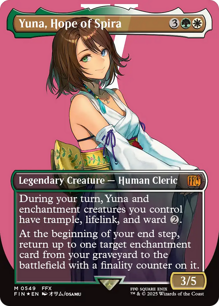 Image of Yuna, Hope of Spira (Borderless) (Surge Foil) (FIN-549) - FINAL FANTASY (Borderless) Foil