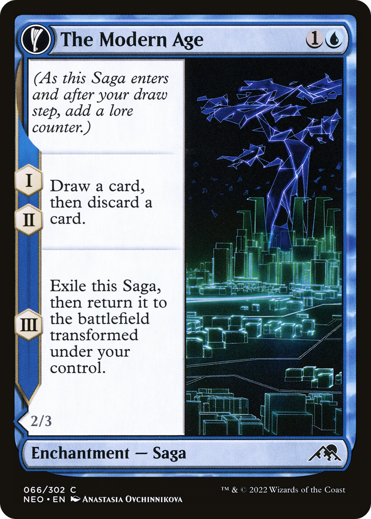 Image of The Modern Age (NEO-066) - Kamigawa: Neon Dynasty: (fandfc, enchantment) Foil